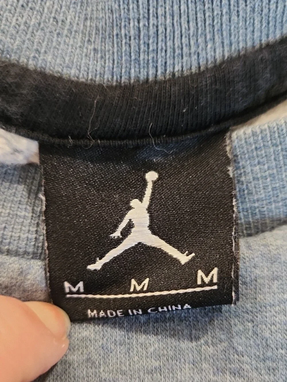 Mens Size Med Jordan Blue Crewneck Sweatshirt with Orange Jumpman Graphic